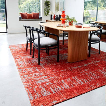 Beau Modern Abstract Distressed Shimmer Soft Textured Flatweave Marmalade Orange/Muted Grey Rug-Asiatic Carpets-Rug Love - The Most Loved Rug Store
